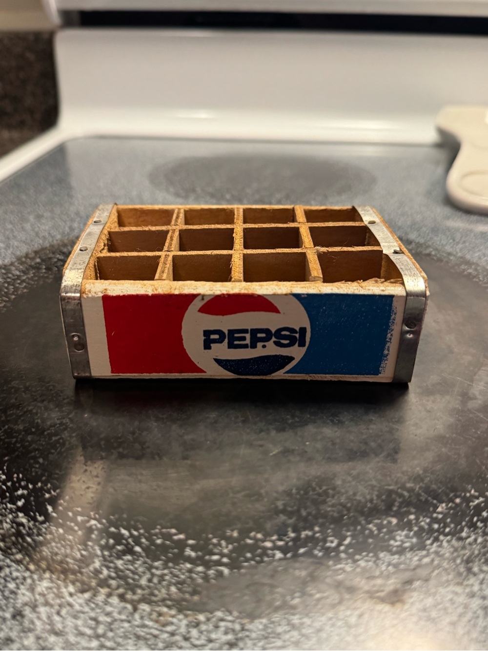 Vintage Pepsi Mini Wooden Bottle Crate in Red, White & Blue Super Tiny & Cute